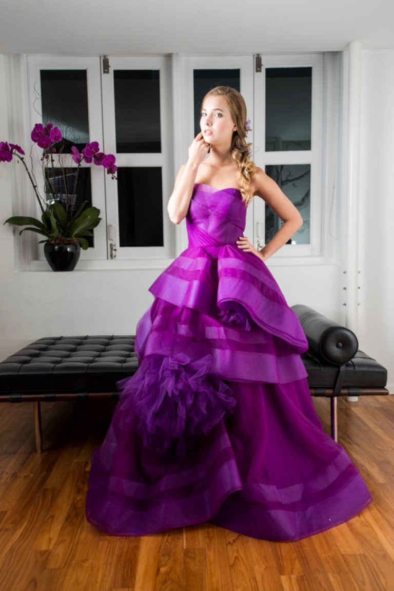Deep Violet Layered Gown