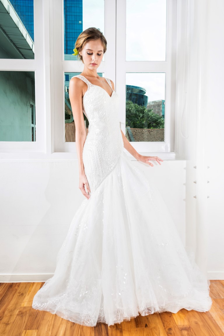 Sweetheart Neckline With Full Bodice Detailed Appliqués Mermaid
